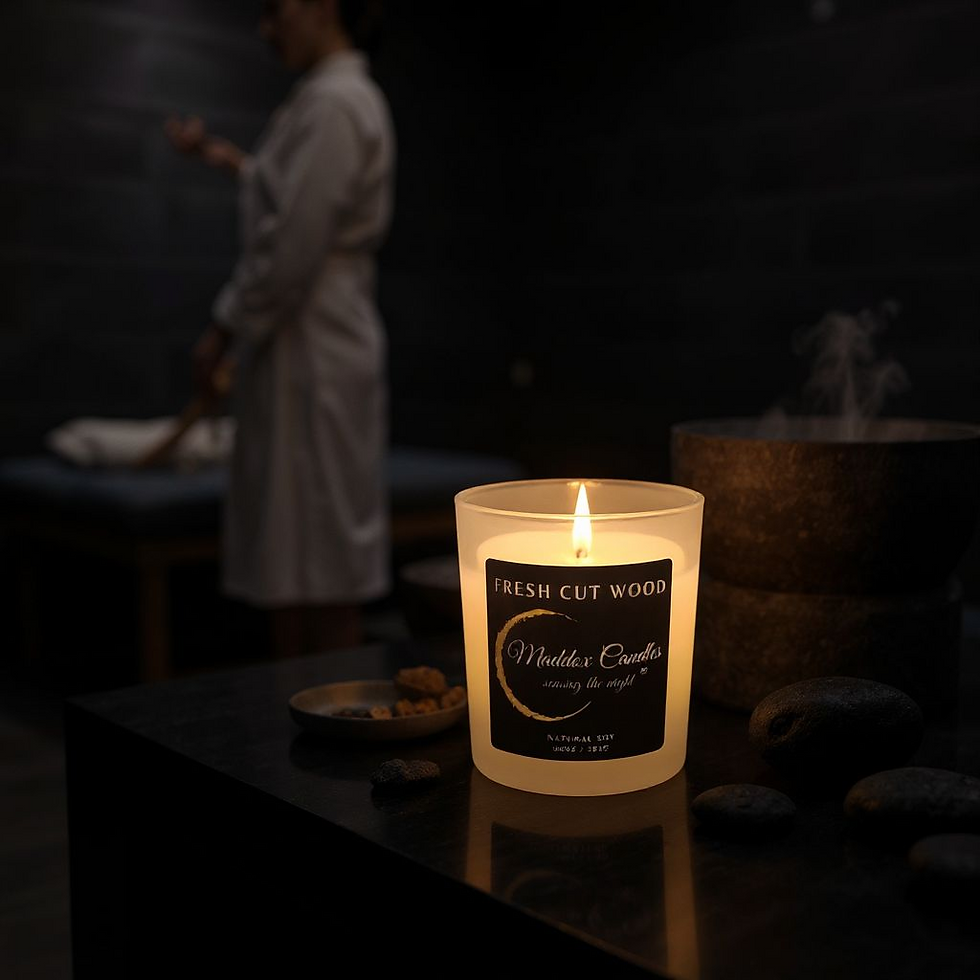 Close-up view of a lit soy candle with soft glowing flame