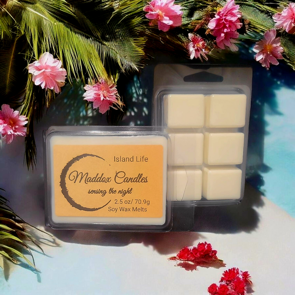 Maddox Candles Island Life 2.5 oz Soy Wax Melts among the night aloe scented candle