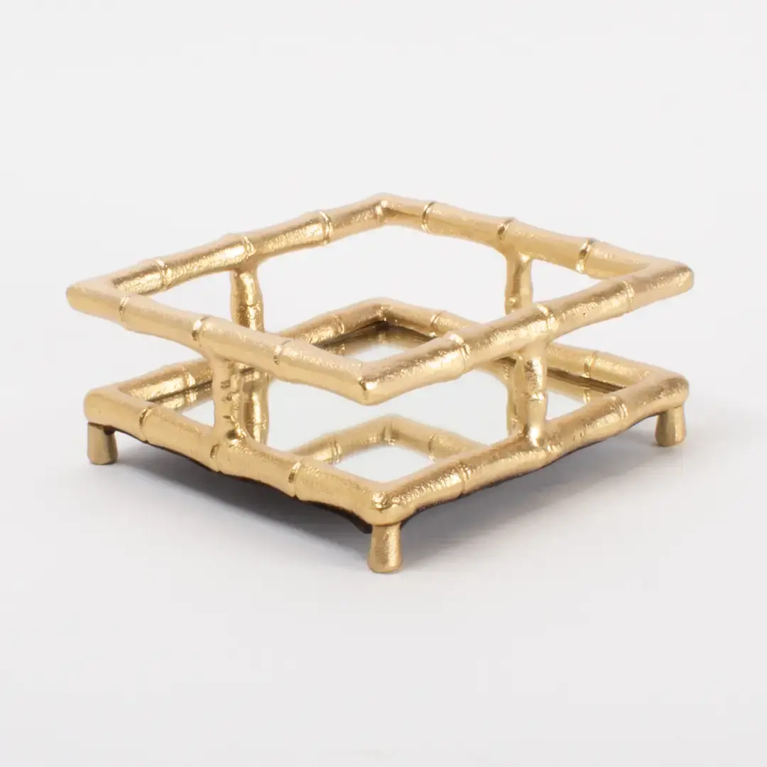 Gold Bamboo Cocktail Napkin Tray