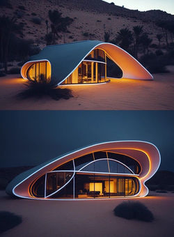 "CSA ART" Building city future unusual shape original in desert