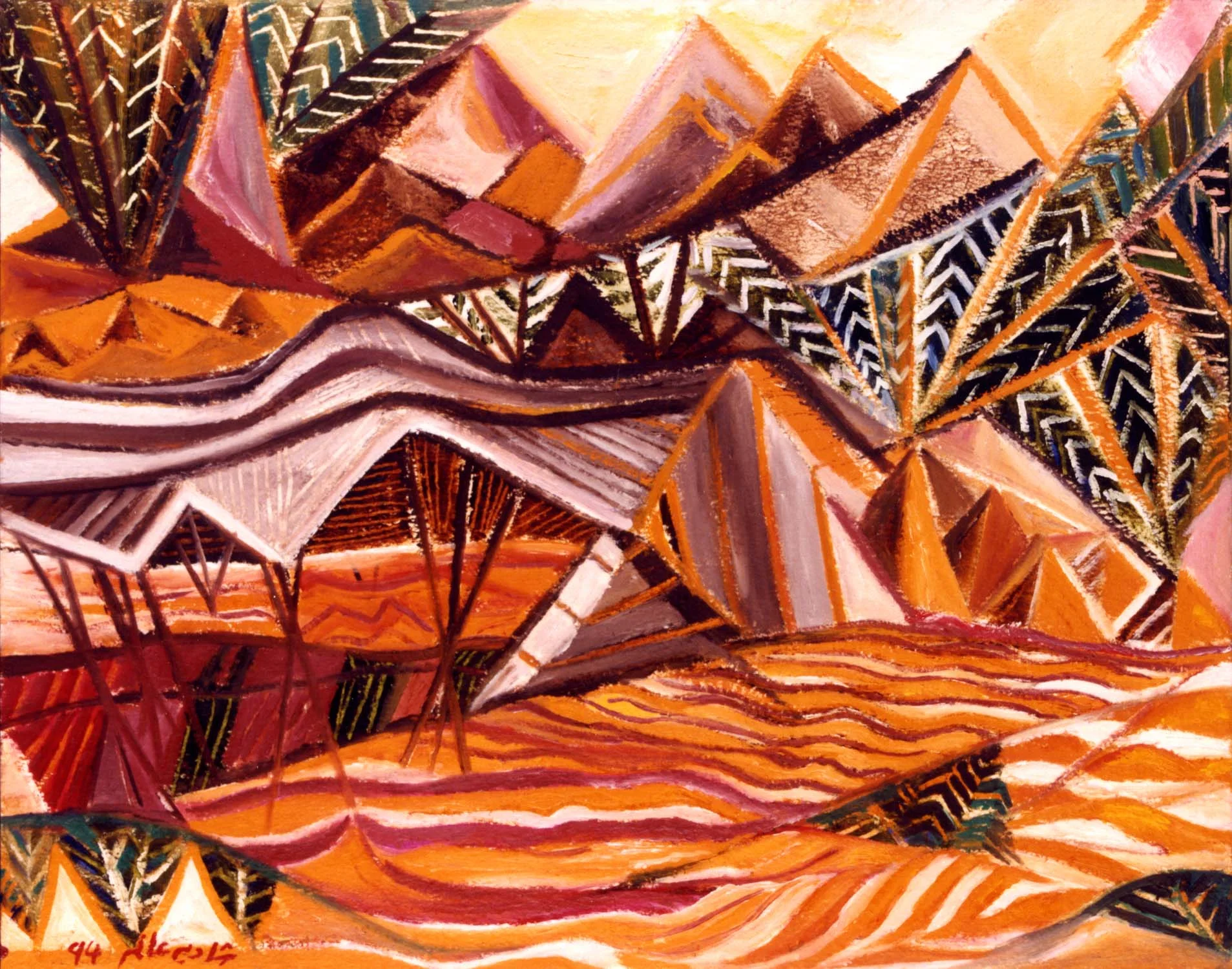 “Al‑Sarat / Incarnated Nature” painting by Shadia Alem featuring abstracted human‑nature forms Alem official site – Incarnated Nature / Al Sarat collection