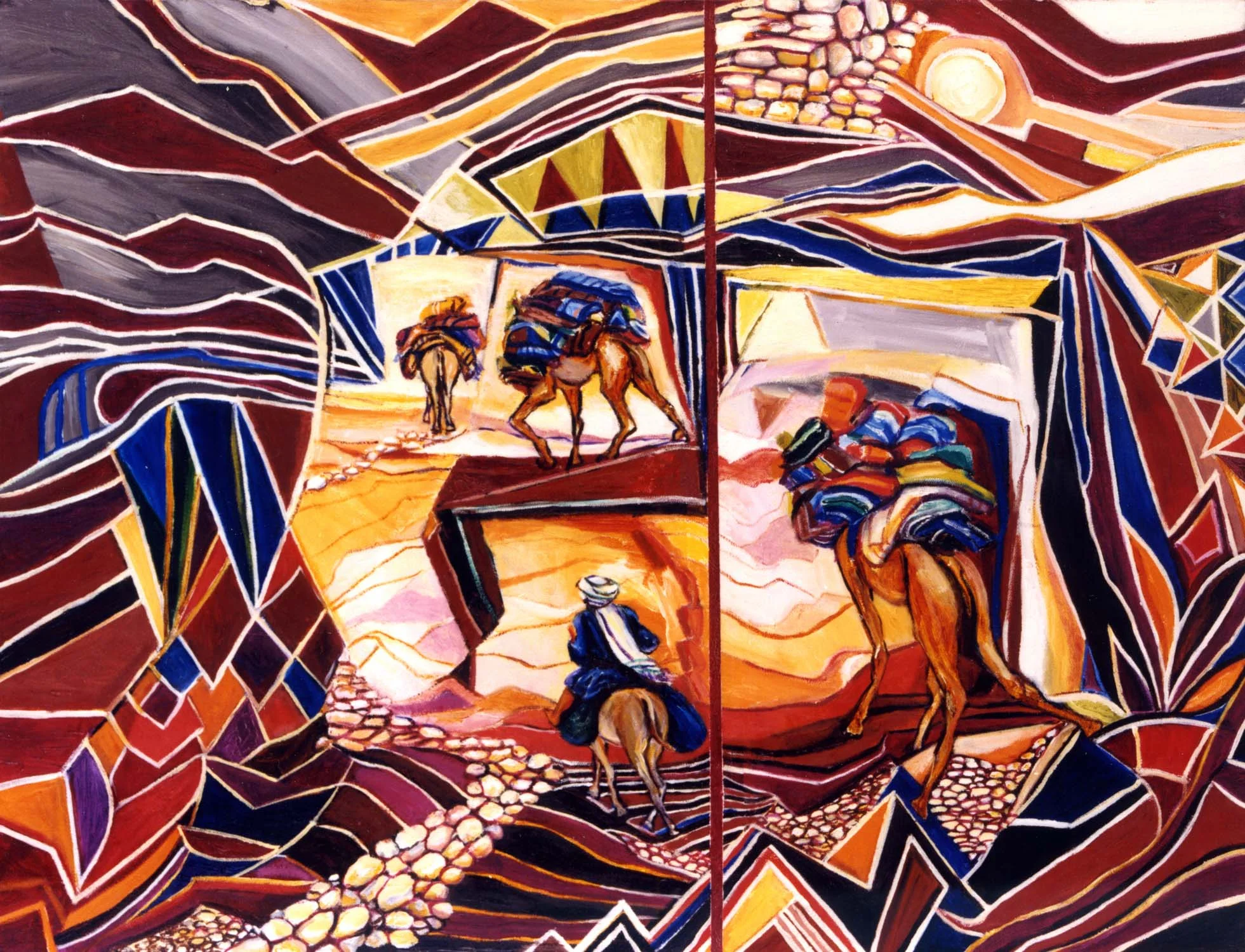 Shadia Alem work from Al Surat collection, layered landscape abstraction