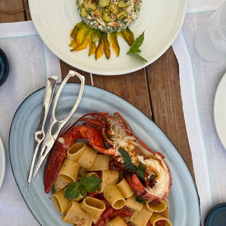 Food at Da Gioia, lobster and zucchini