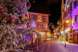 Alley ways in Colmar, France at Christmas time