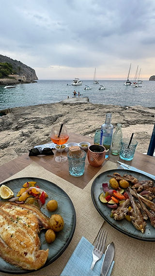 View of the table from Illeta restaurant with our food