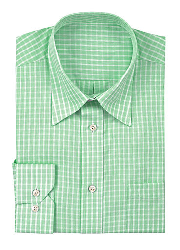 Green white gingham button-up shirt