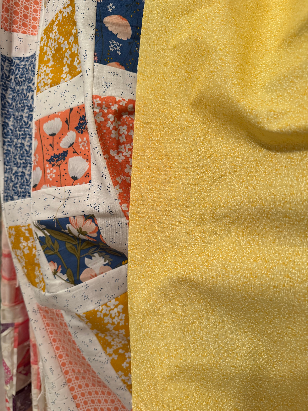 Bright yellow fabric for backing on Quilt for Sale