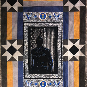 Military quilts including military uniform quilts and pillows