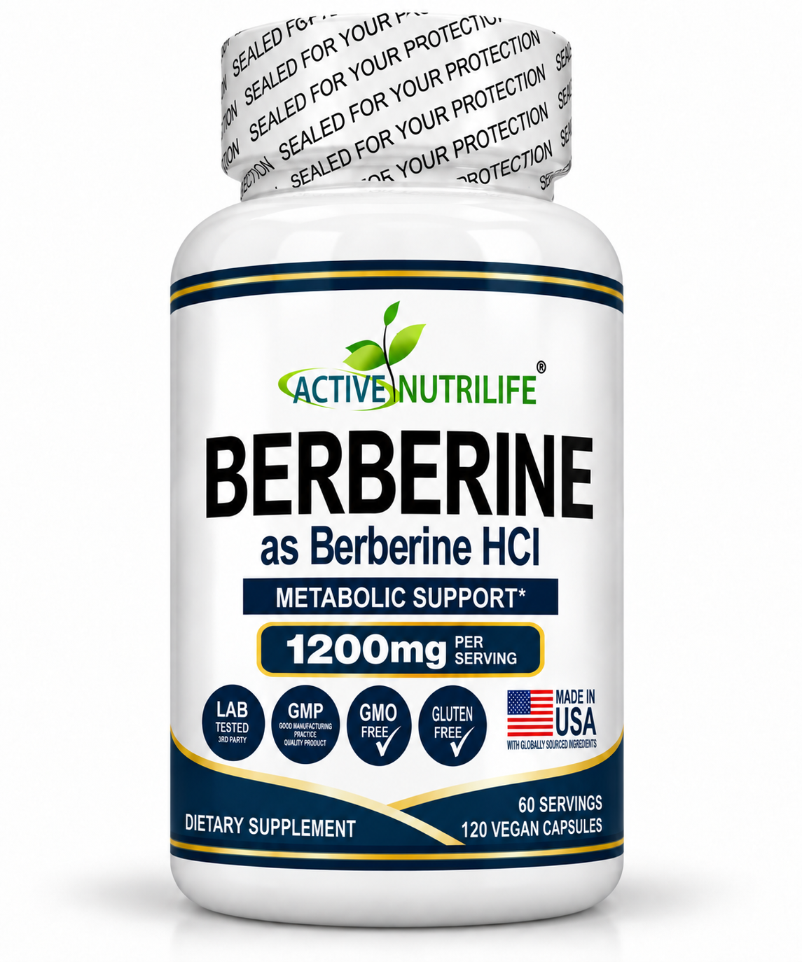 Berberine HCl 1200 mg – 120 Vegan Capsules | Metabolic Support