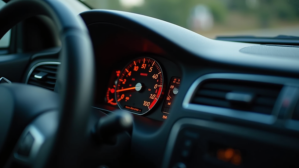 Close-up view of a car dashboard showing mileage and inspection sticker