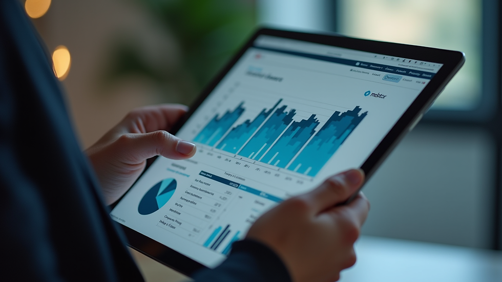 Close-up view of a person analyzing website performance data on a tablet