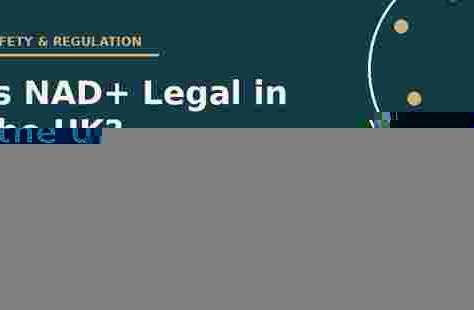 Title card reading 'Is NAD+ Legal in the UK?' with subtitle 'MHRA status, novel food rules and what it means for buyers', from My nad+'s Safety & Regulation series