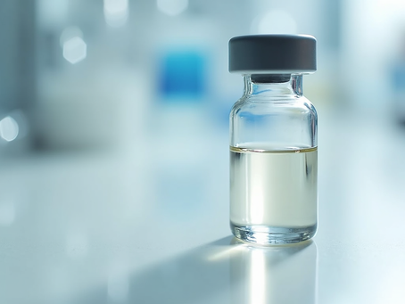 Vial of research-grade CBD oil on a clean laboratory surface