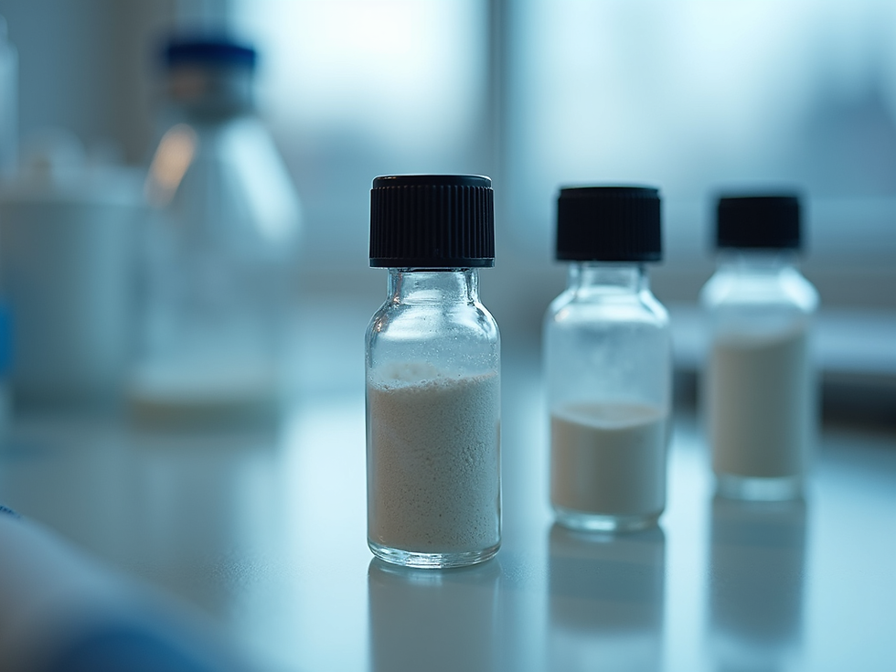 Research peptide vials packaged for cold chain shipping to UK laboratories