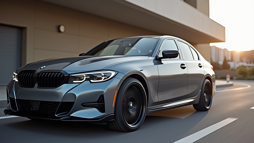Eye-level view of BMW F30 side profile with G20 style side skirts