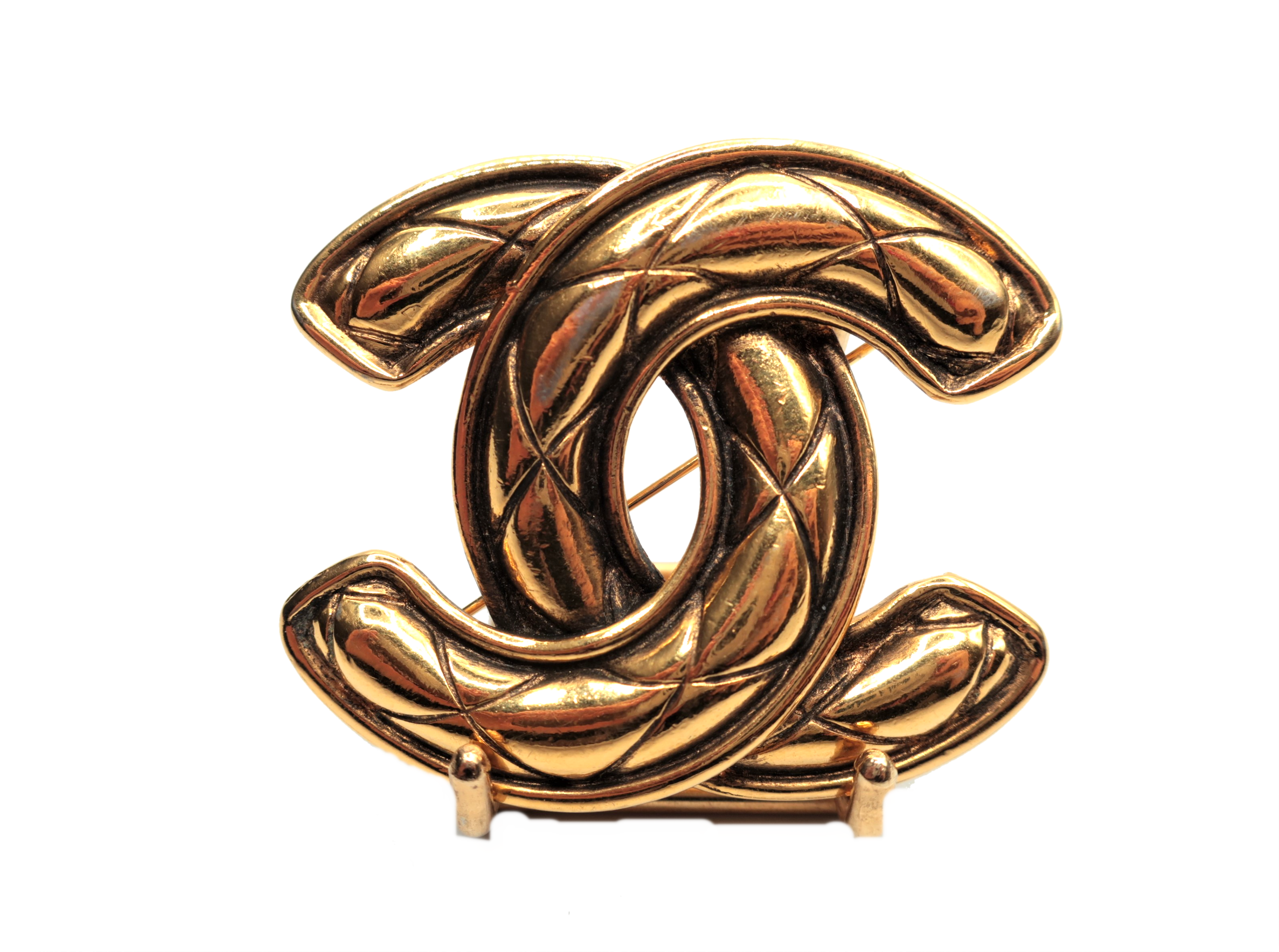 Chanel CC Logo Gold-plated Brooch