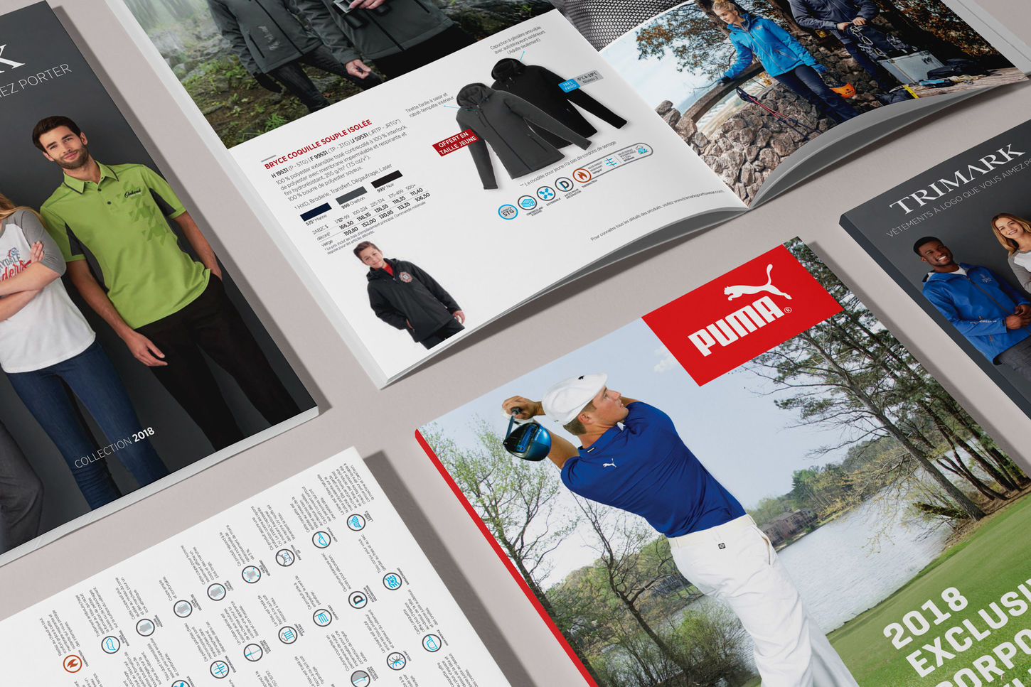 Image of several pages of Trimark 2018 catalogues in English