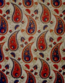 Ivory Blue Red Paisley