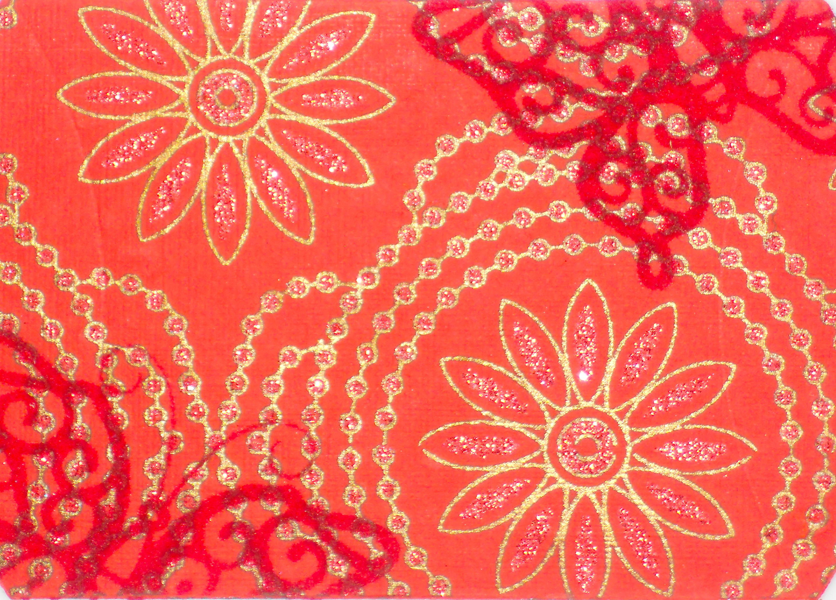 Red Gold Floral Butterfly