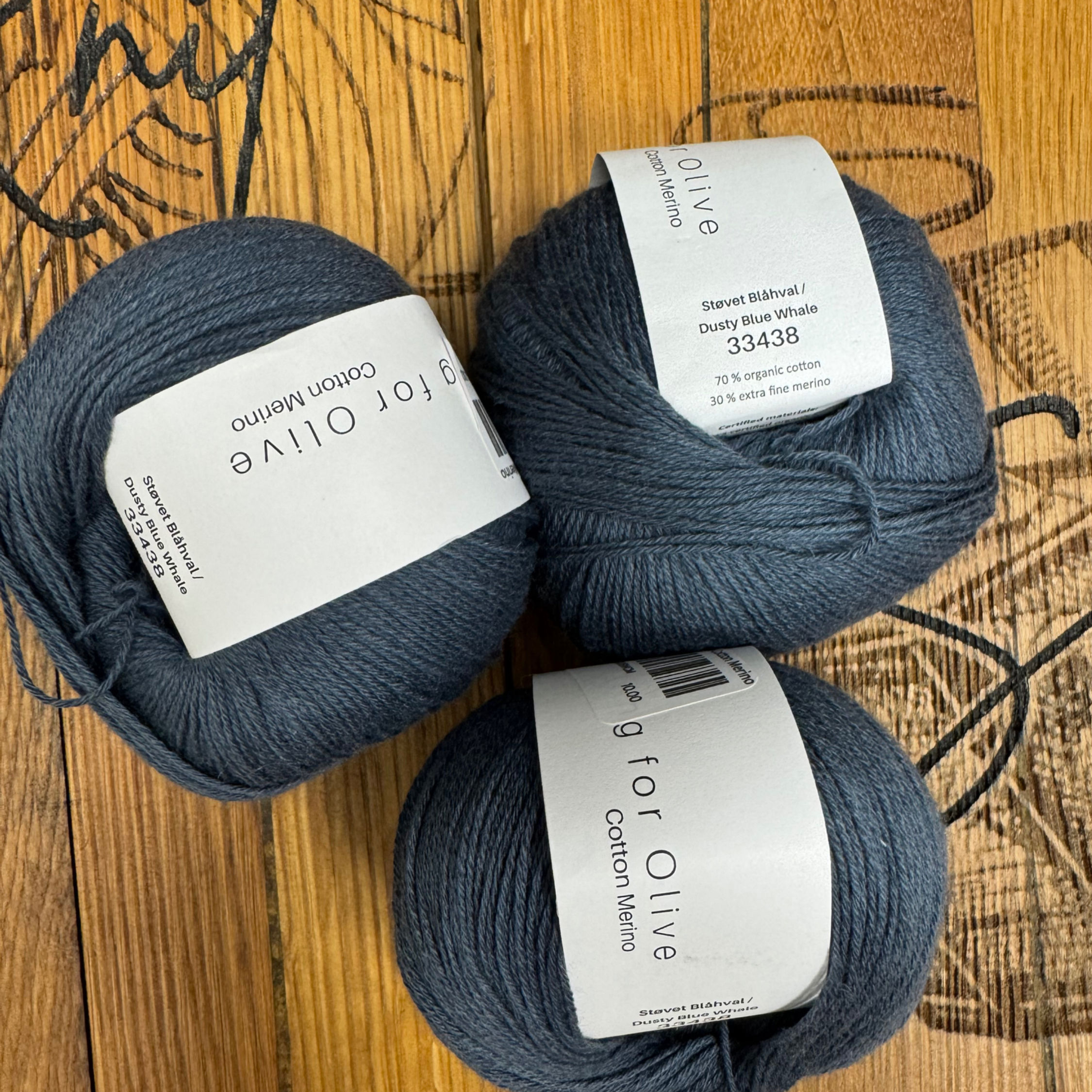 Dusty Blue Whale Cotton Merino
