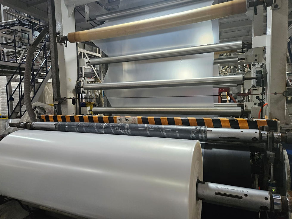 5 multilayer extruder for producing ffs film and collation shrink film at Merit packaging