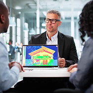 Professional Thermal House Thermography Image Captures Heat Energy Check On Insulation. In