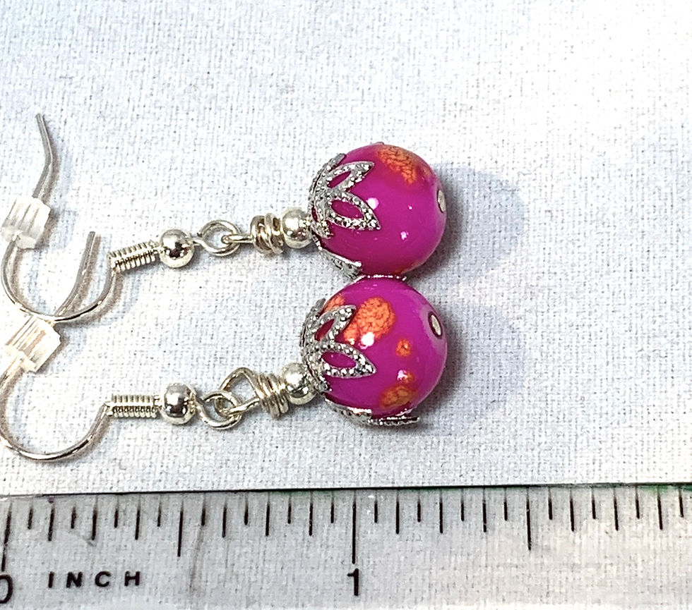 Thumbnail: Pink and Silver Leaf Earrings
