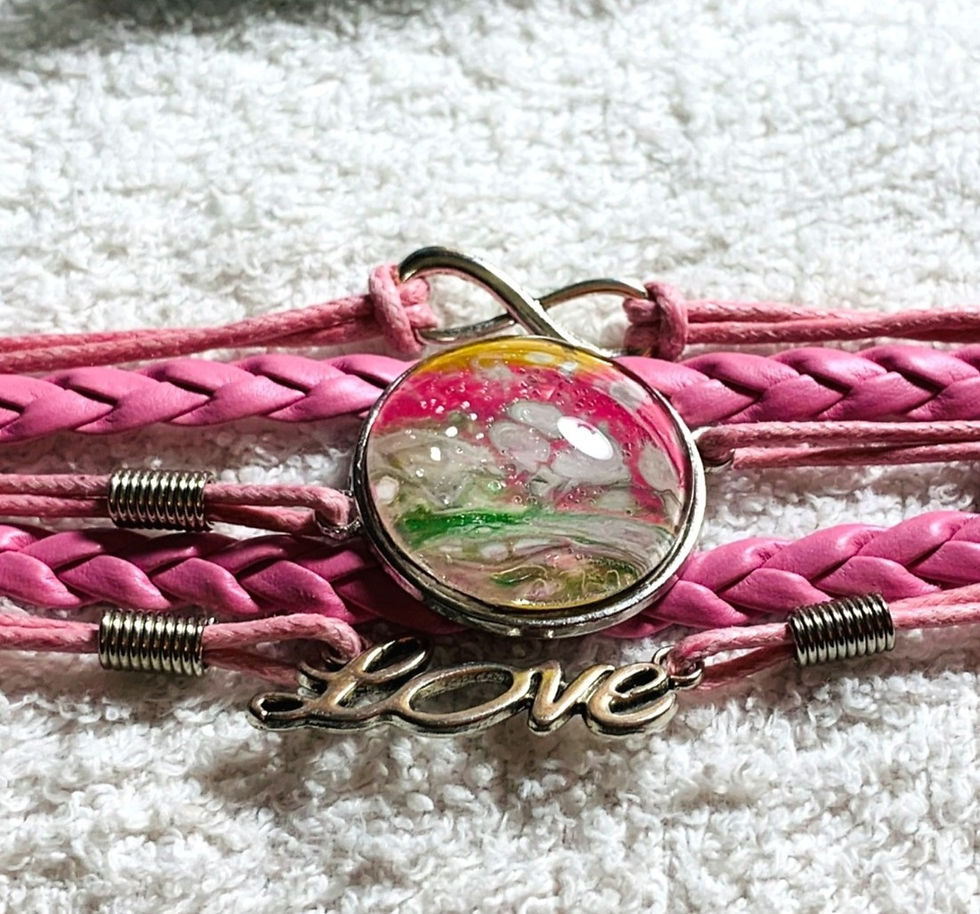 Thumbnail: Pink Leather 5 Leather Strand Bracelet