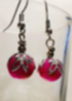 Pink and Silver Leaf Earrings