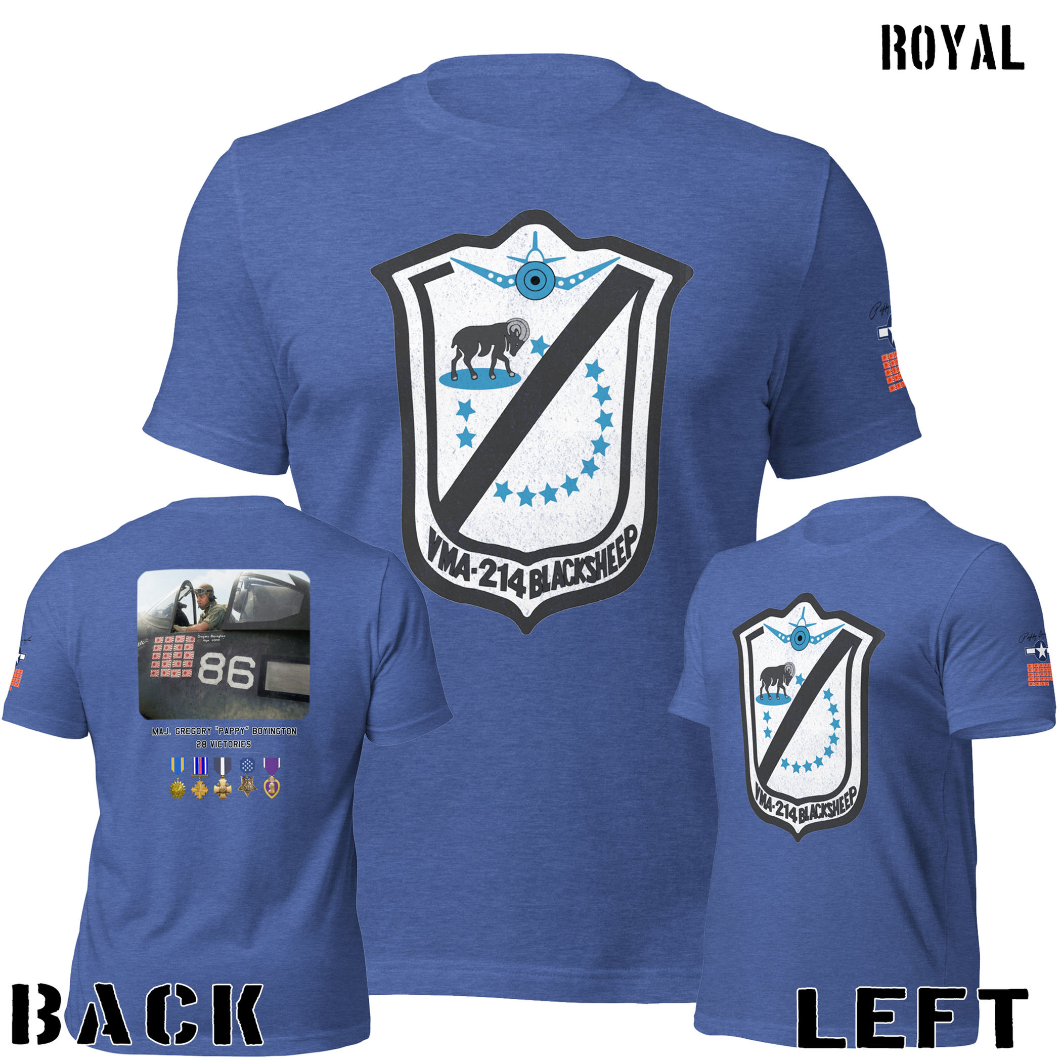 Black Sheep Squadron New Ace T-shirt Pappy Boyington   BlueKindArt