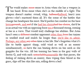 Screenshot of the track changes version of Draft 2.5 of To Chase a Prophecy Chapter 1 (not final) Copyright © Sterling M.Z.