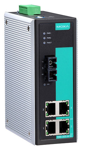 Moxa EDS-305 Series 5-Port Unmanaged Industrial Ethernet Switch, IP30 Metal Housing, Class 1, Div. II Rated.