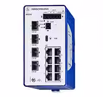Hirschmann Bobcat BRS42-8TX Industrial Ethernet Switch, Up To 12 Gigabit Ports, DIN-Rail Mount, Dual 48 (PoE) /54 (PoE+) VDC 