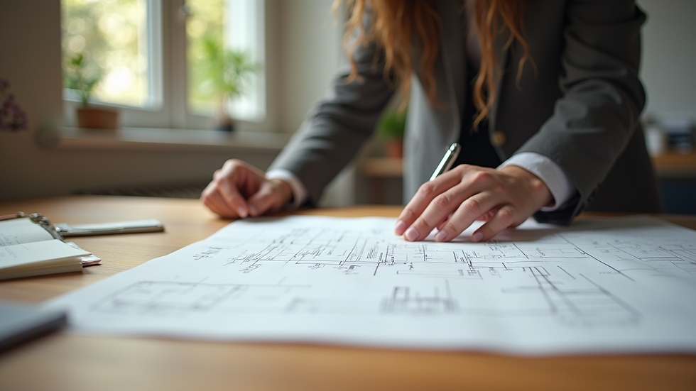 Vue rapprochée d’un architecte consultant des plans sur une table en bois