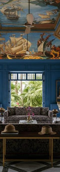 Concept d’un lobby d’hôtel imaginé pour une destination tropicale et raffinée, entre héritage colonial revisité et sophistication contemporaine.

L’architecture et l’architecture intérieure développent une identité forte et immersive. Le bleu céruléen dialogue avec une fresque monumentale au plafond inspirée de récits de batailles navales, tandis qu’une remarquable collection de papillons compose un cabinet de curiosités contemporain.

Pensé comme une expérience d’arrivée, le projet explore la création d’univers hôteliers à forte valeur narrative et émotionnelle.