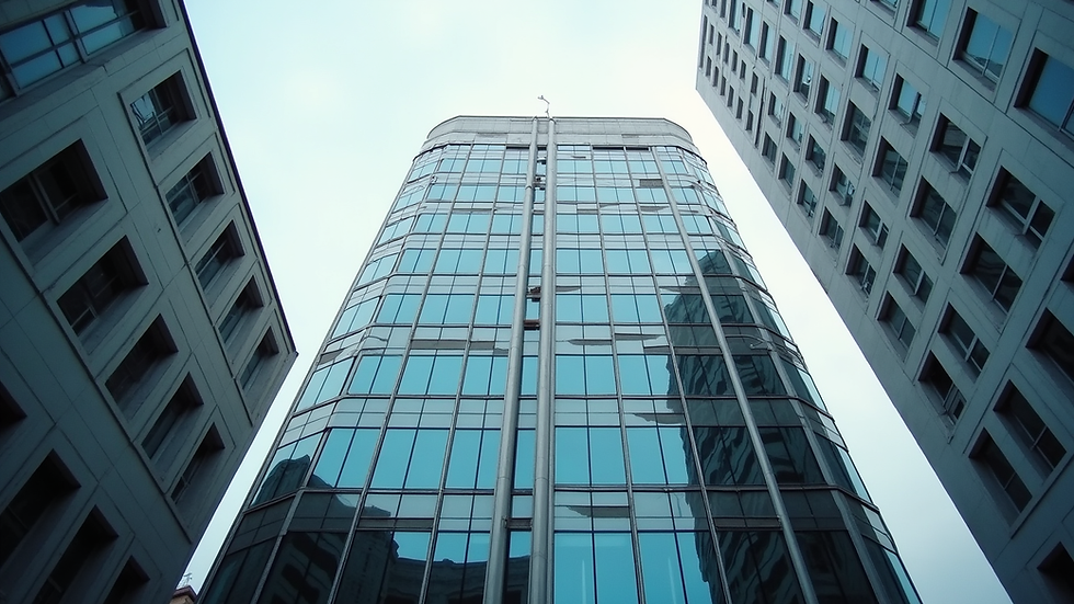 Eye-level view of a modern office building in London