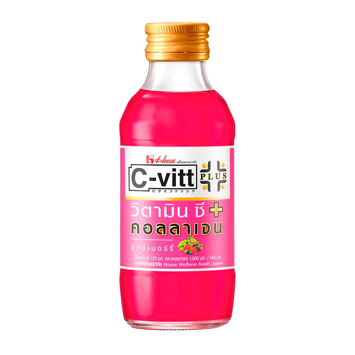 C-Vitt Plus Vitamin C and Collagen Drink Mixed Berry Flavor 140ml.