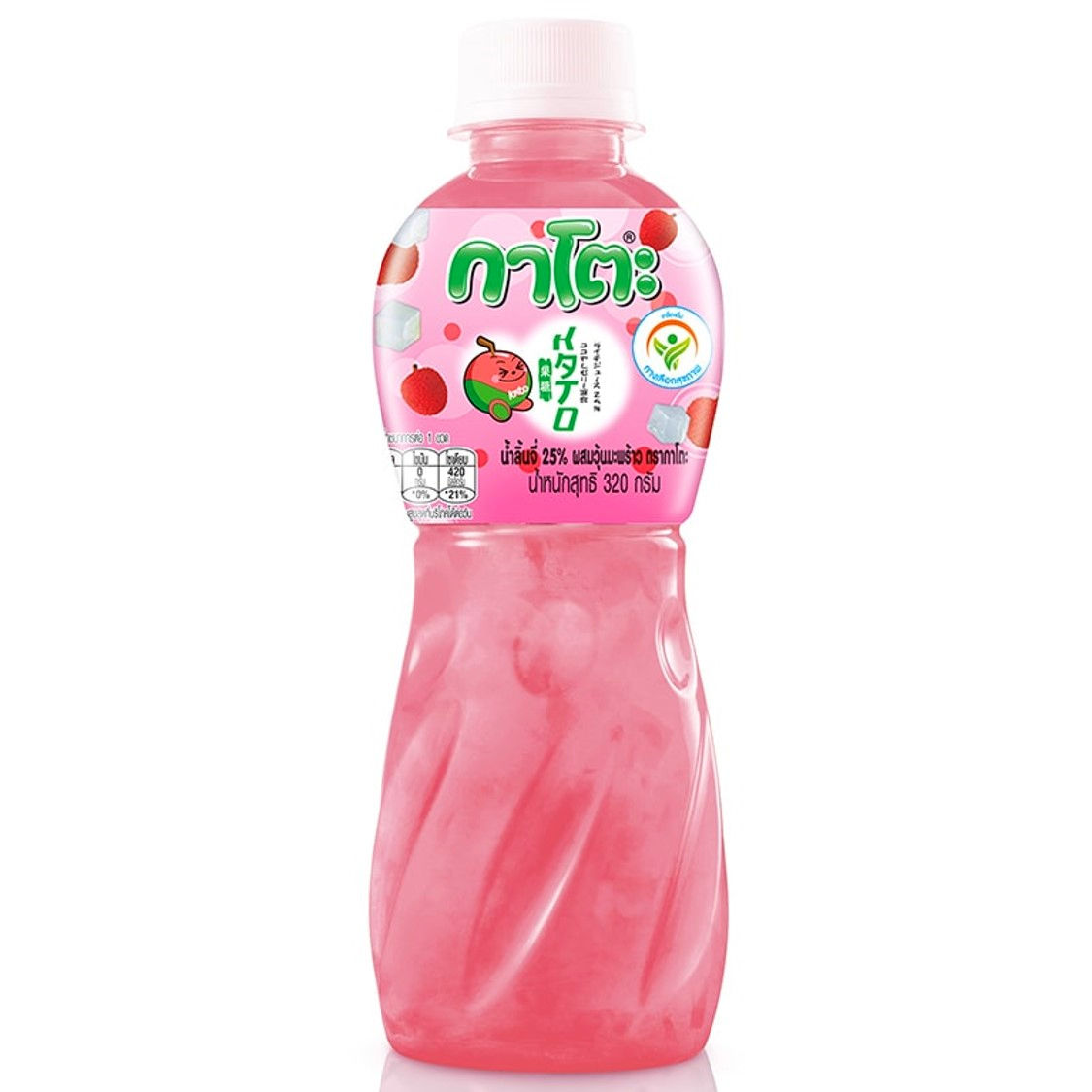 Kato 25% Lychee Juice with Nata de Coco 320g.