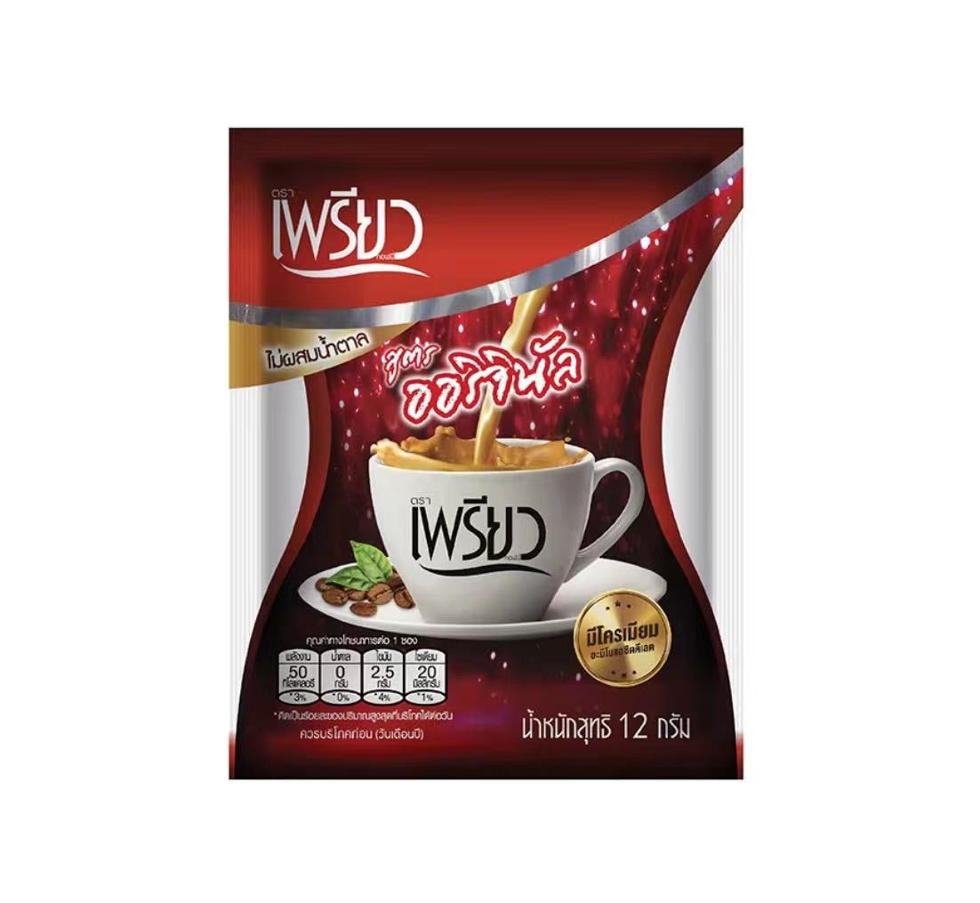 Preaw Coffee Brand Instant Coffee Powder with Chromium Original Flavour 12g.