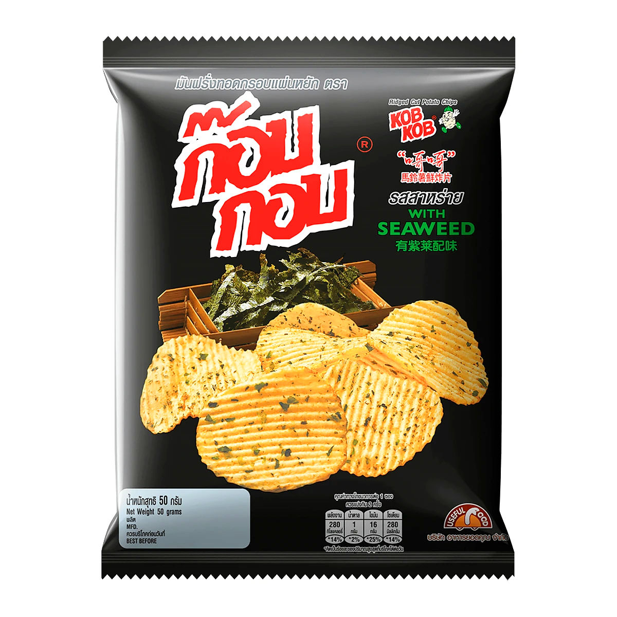 Kob Kob Ridge Cut Potato Chips with Seaweed 50g.