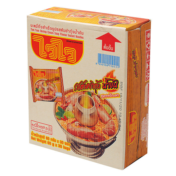 ภาพขนาดย่อ: WaiWai Tom Yum Shrimp Cream Soup Flavour Instant Noodles 60g*30