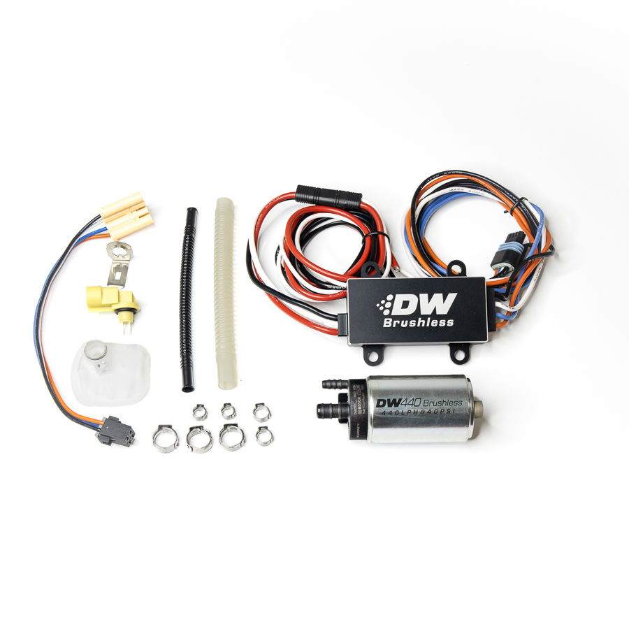 DW DW440 440lph Brshlss Fuel Pump Sgl/Dual Ctrlr & Instll Kit 15+ Mustang GT