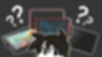 An image of Jessie Chang's avatar in front of 3 different digital art tablets. White question marks are in each upper corner.