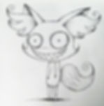 An illustration of the Pokemon Fennekin drawn with Tim Burton's style.