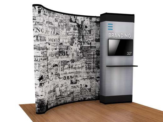 10' Instand Curved w/ Bump Out Inkjet Pop-up Exhibit w/ Accessories (DL81231N)