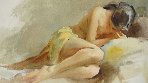 Semi- Nude Figure- fine art painting by John Fernandes