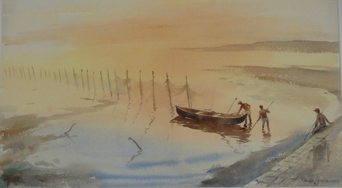 Out To Fish- fine art painting by John Fernandes