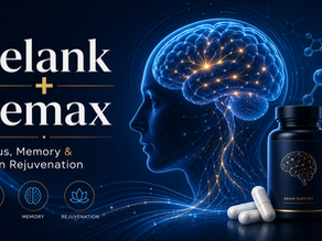Selank and Semax featured image showing a glowing brain, supplement bottle, and capsules on a dark blue background with focus and memory text.