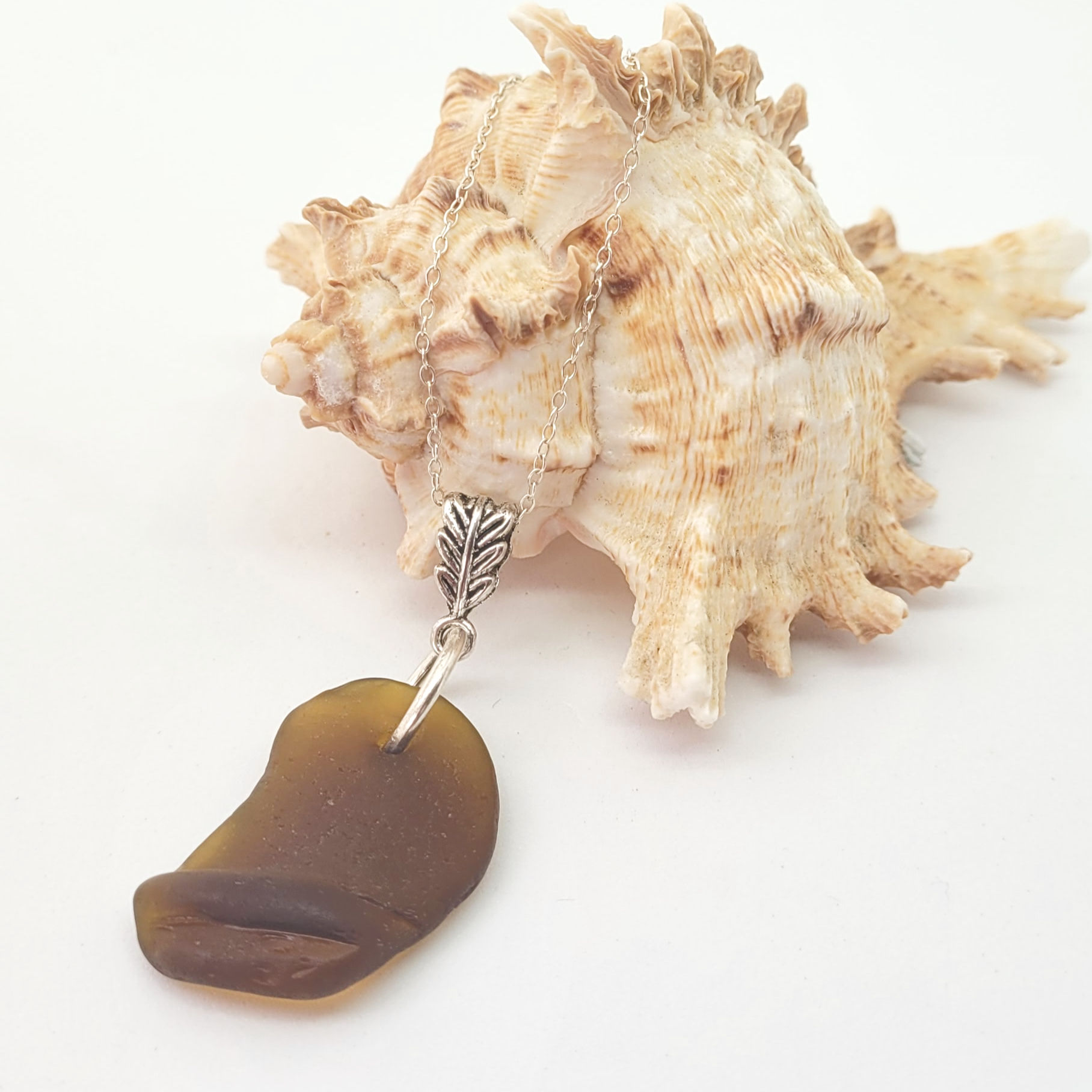 Bronze Seaglass Sterling Silver Pendant