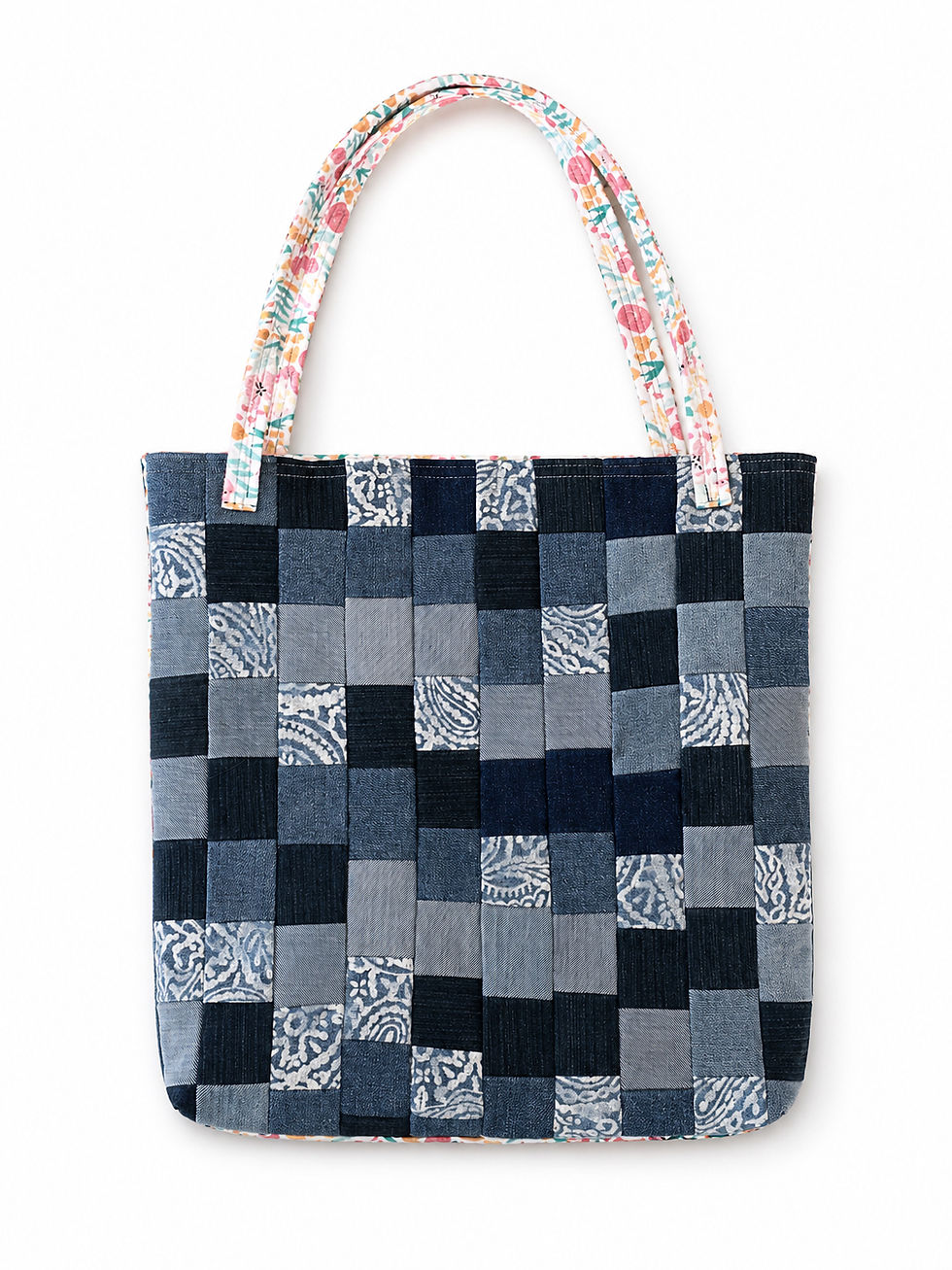 Thumbnail: Large Patchwork Tote (about 17”x17”)